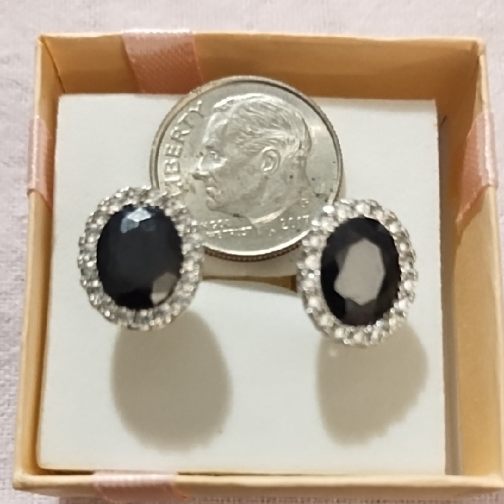 🇺🇸 Clearance 🇺🇸Elegant Black and Silver Tone Stud Earrings